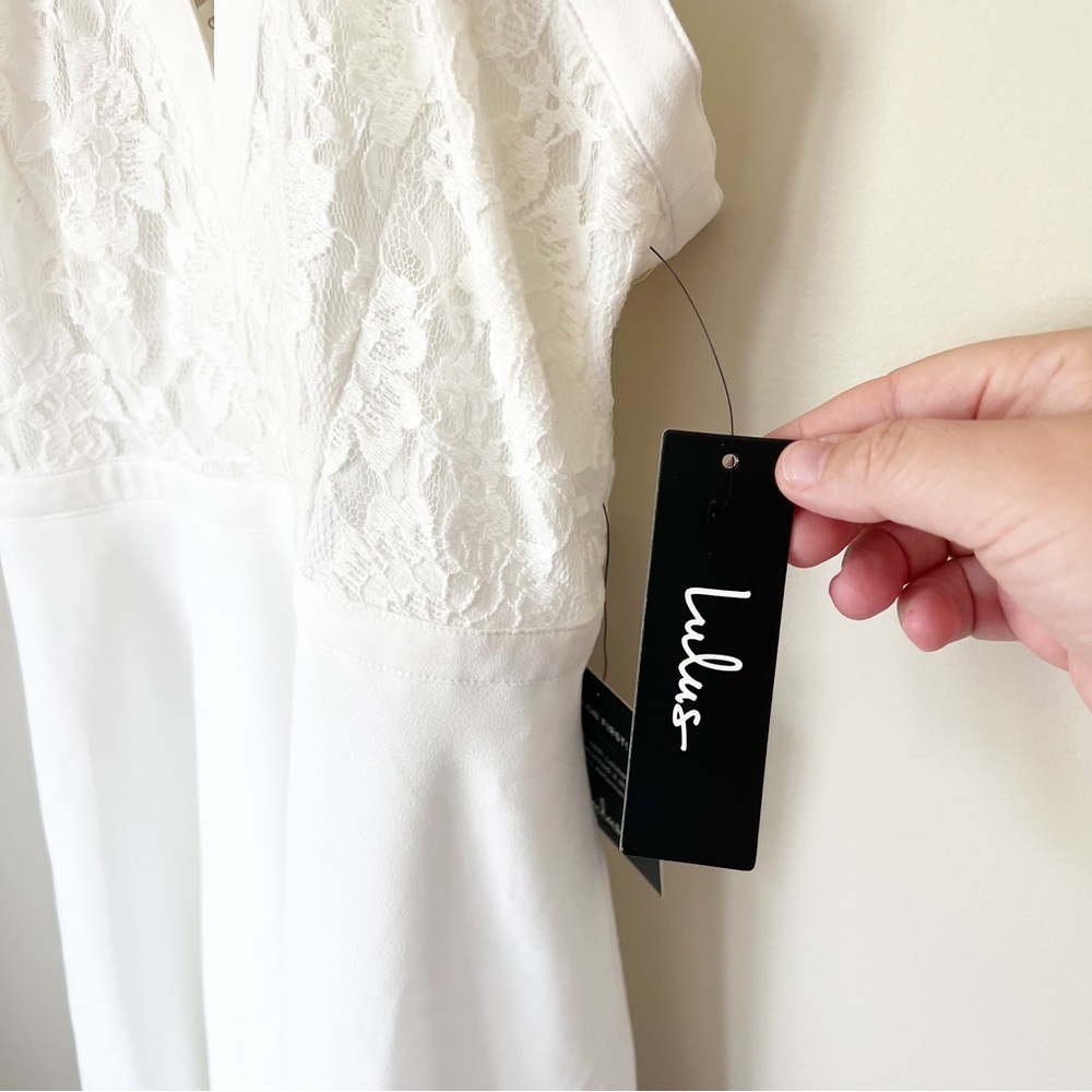 Lulu's All My Daydreams White Lace Strappy Cut Out Skater Dress XS NWT - Picture 6 of 16